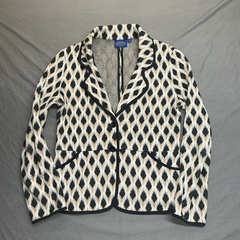 Pendleton Blazer Cardigan Women Medium Geometric  Southwestern Tribal Cotton